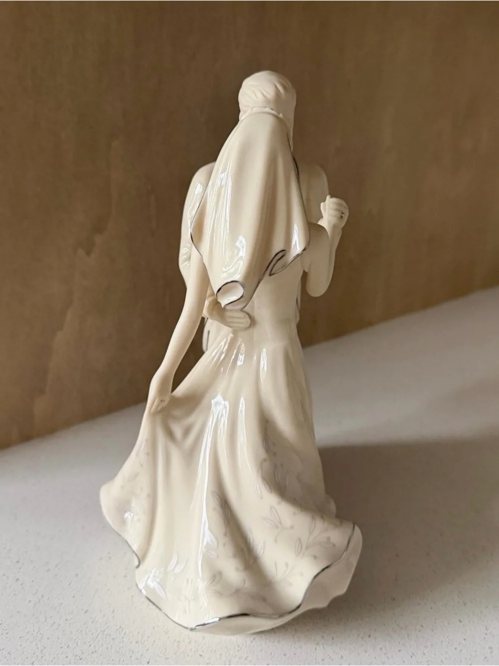 Lenox Ivory Bride and Groom Cake Topper with Silver Accents